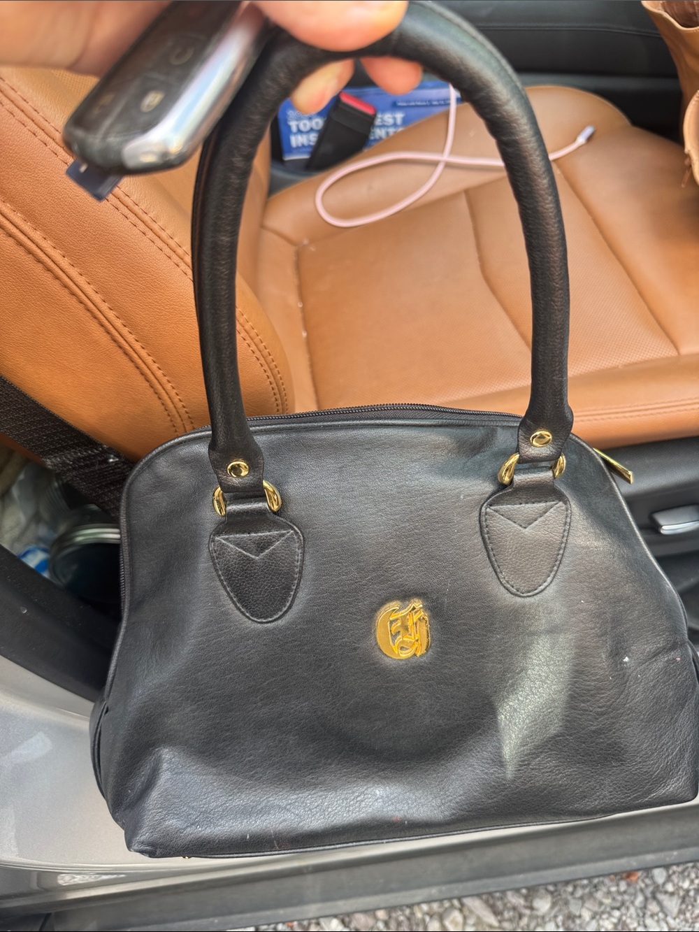 Charles Hubert Shoulder Bag with Gold Emblem